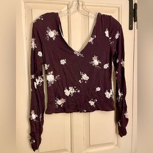Garage Burgandy Long Sleeve Crop Top